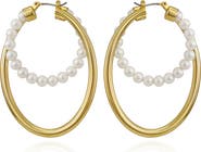 Vince Camuto 50mm Imitation Pearl Hoop Earrings