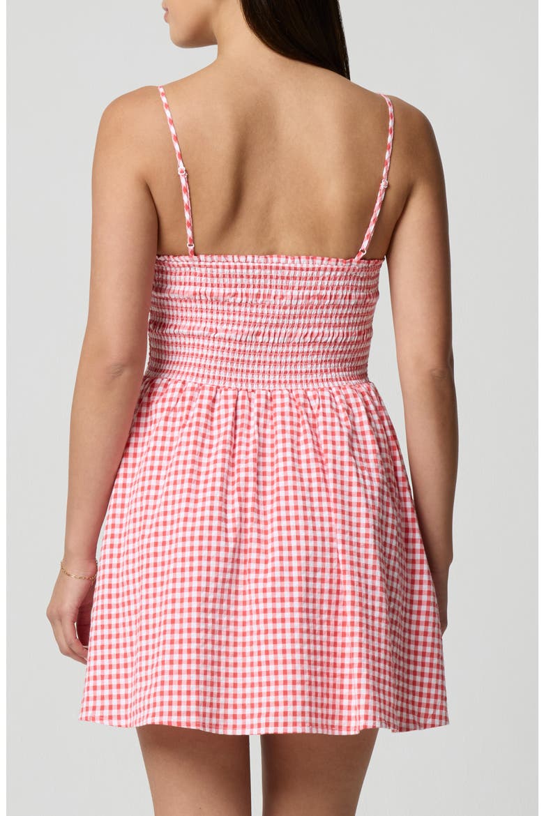 Fit & Flare Smocked Minidress, Alternate, color, RED GINGHAM