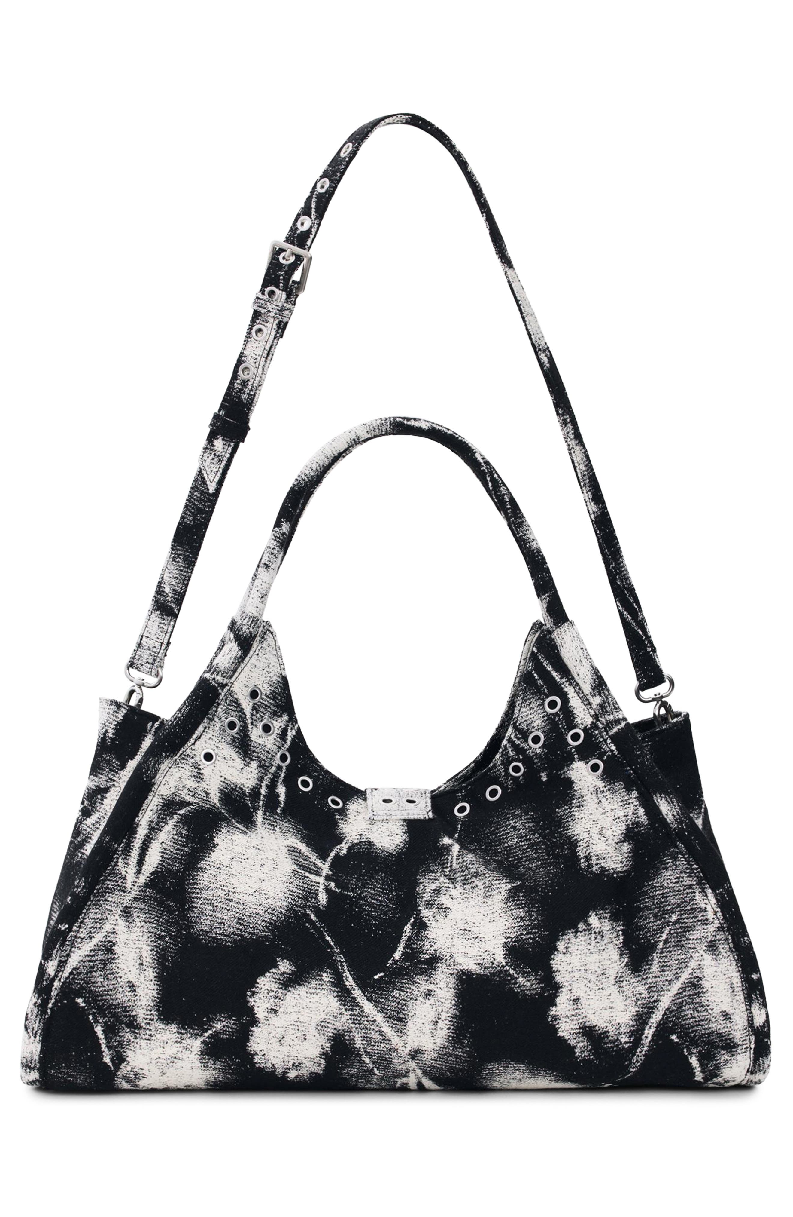 Desigual Buckle Strap Denim Satchel, Alternate, color, Multi