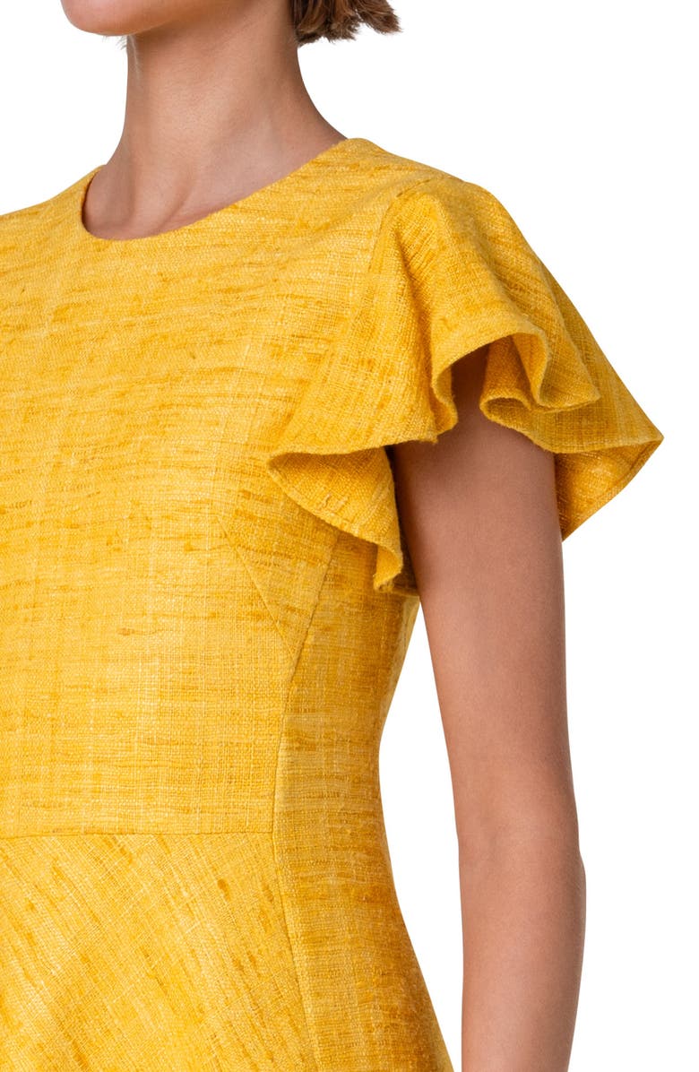 Akris punto Ruffle Sleeve Silk Tweed Dress, Alternate, color,