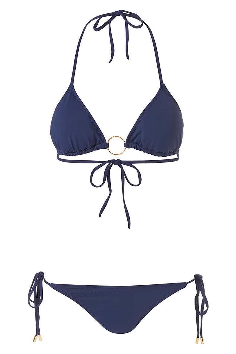 Miami Core Ring Triangle Bikini Top, Alternate, color, NAVY