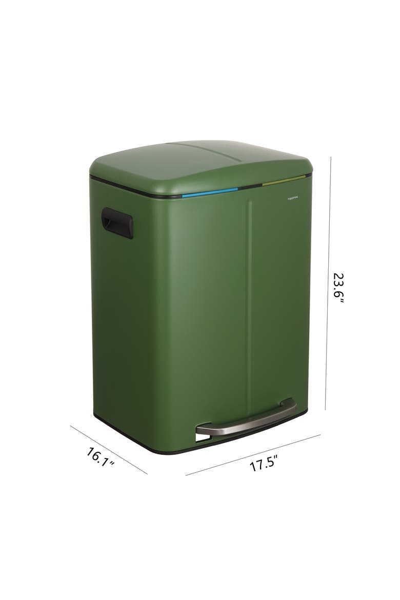 Marco Rectangular Dual Compartment Trash Can with Soft-Close Lid, Alternate, color, Pine Green