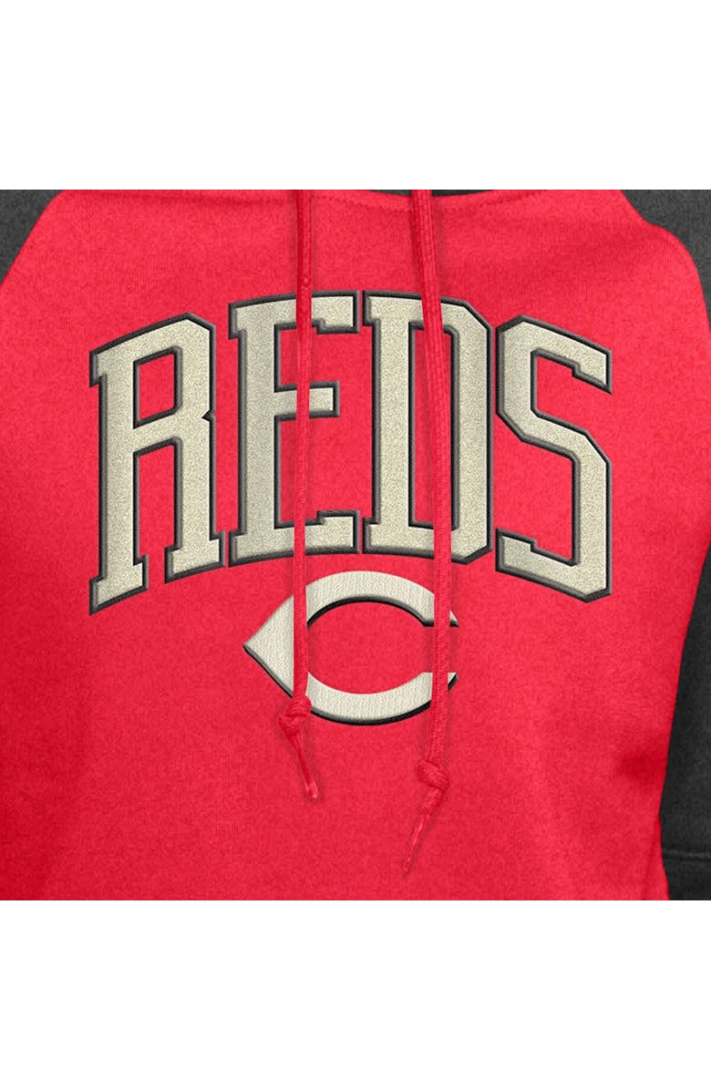 New Era Women's New Era  Red Cincinnati Reds Cooperstown Collection Cropped Raglan Pullover Hoodie, Alternate, color, Red