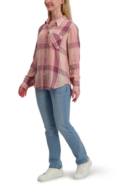 Lucky Brand Plaid Button-up Shirt In Pink