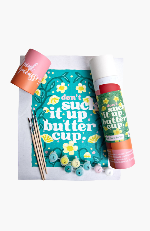 Pink Picasso Kits Don't Suck It Up Buttercup Paint by Numbers Kit in Teal /Turquoise  product