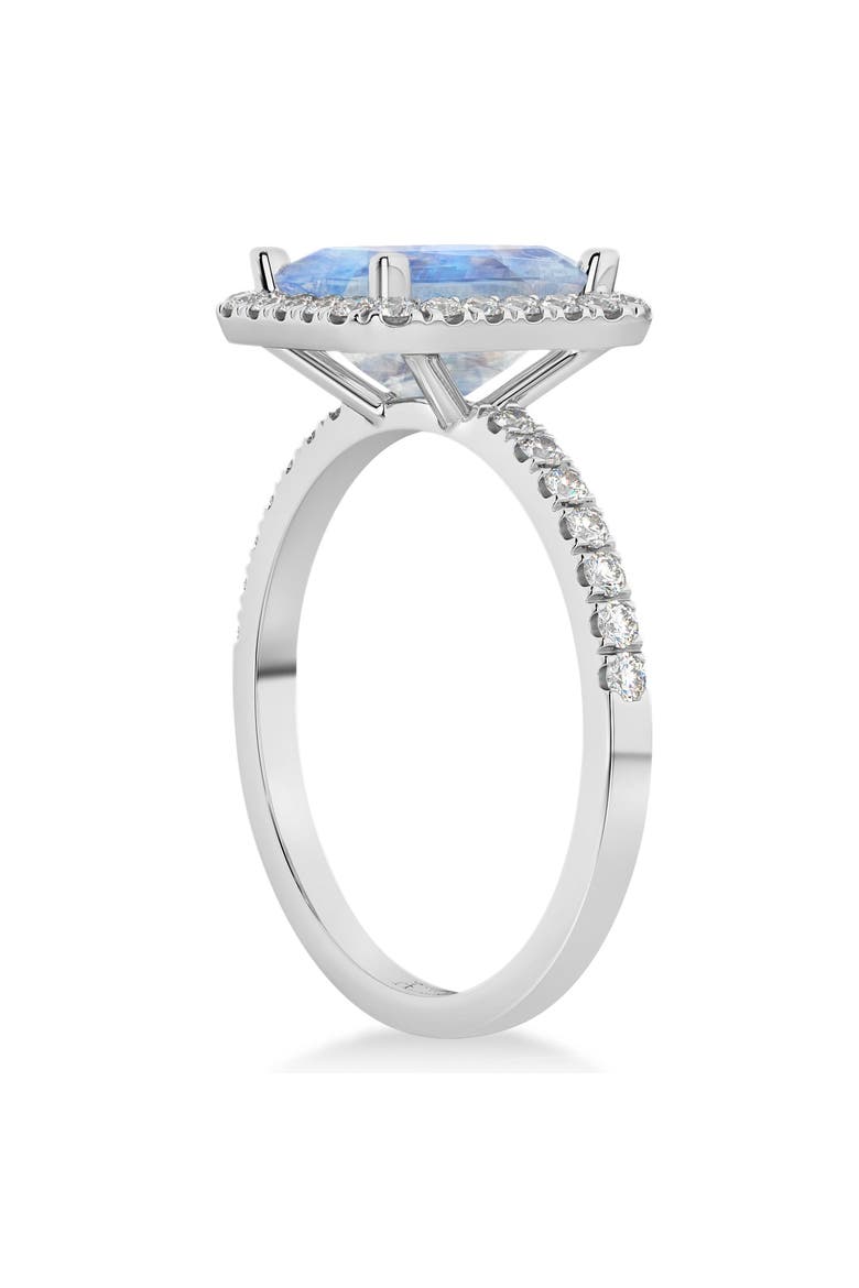 Emerald-Cut Lab Moonstone & Diamond Engagement Ring 14k, Alternate, color, 3.32ct/White Gold
