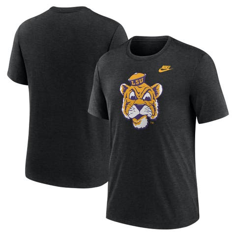 Men's Nike Heather Black LSU Tigers Blitz Legacy Primary Tri-Blend T-Shirt