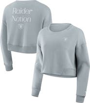 FANATICS Women's Fanatics Gray Las Vegas Raiders Studio Tri-Blend Cropped Pullover Sweatshirt