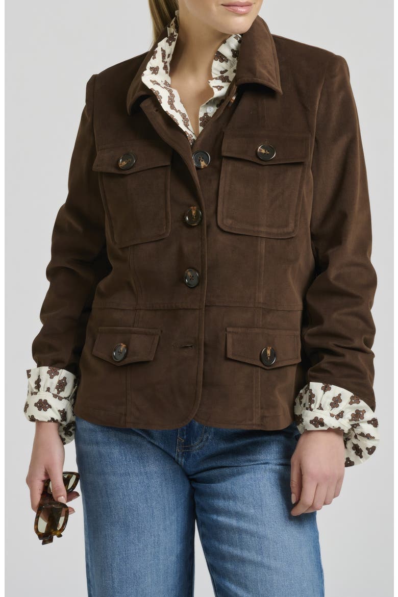 Velvet Twill Utility Jacket, Main, color, CHOCOLATE