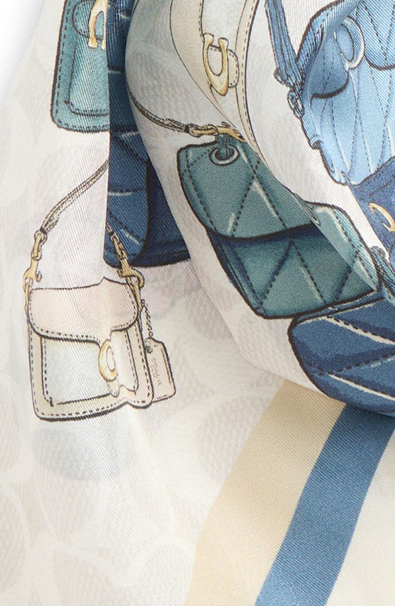 COACH Stacked Tabby Print Silk Scarf, Alternate, color, Chalk Multi