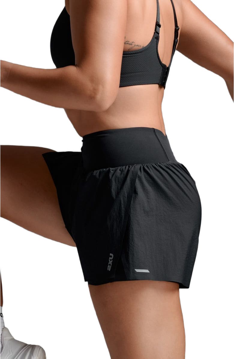 2XU Aero Hi-Rise2-in-1 3InchShorts, Alternate, color, Black/Silver Reflective