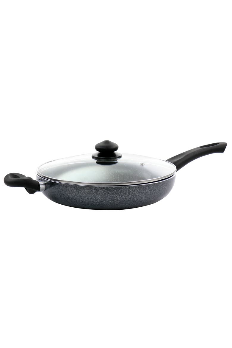 Pallermo 3.5 Quart Aluminum Nonstick Saute Pan  with Lid, Main, color, Black
