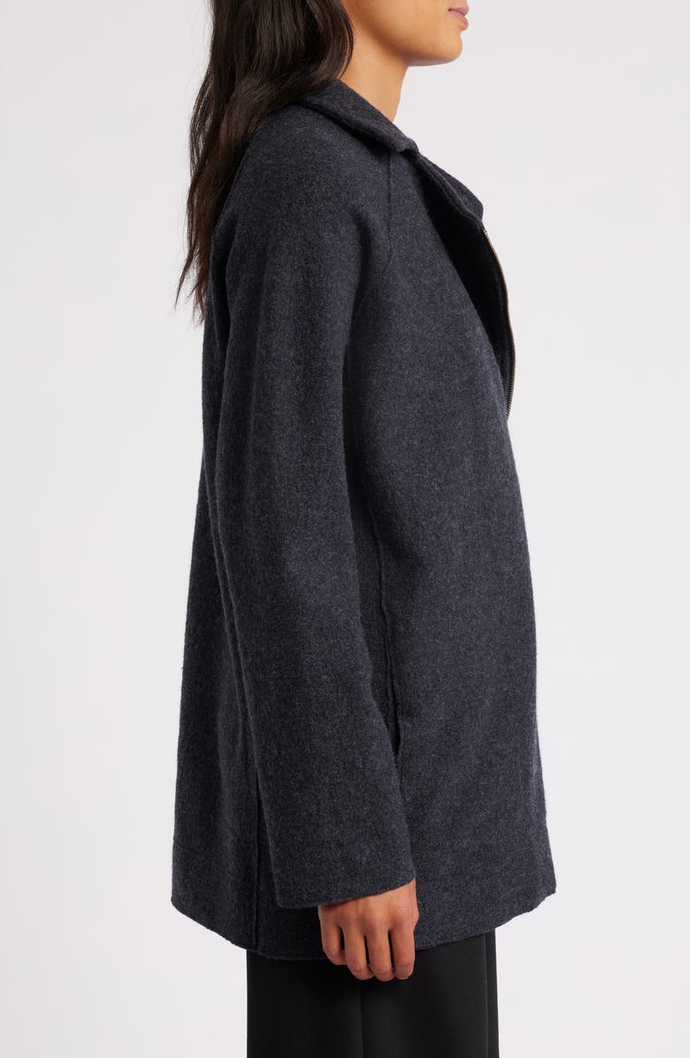 Eileen Fisher Longline Wool Motorcycle Jacket, Alternate, color, Charcoal