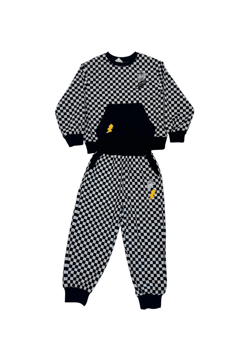 Lola + The Boys Checker Astro Patch Set, Main, color, Black
