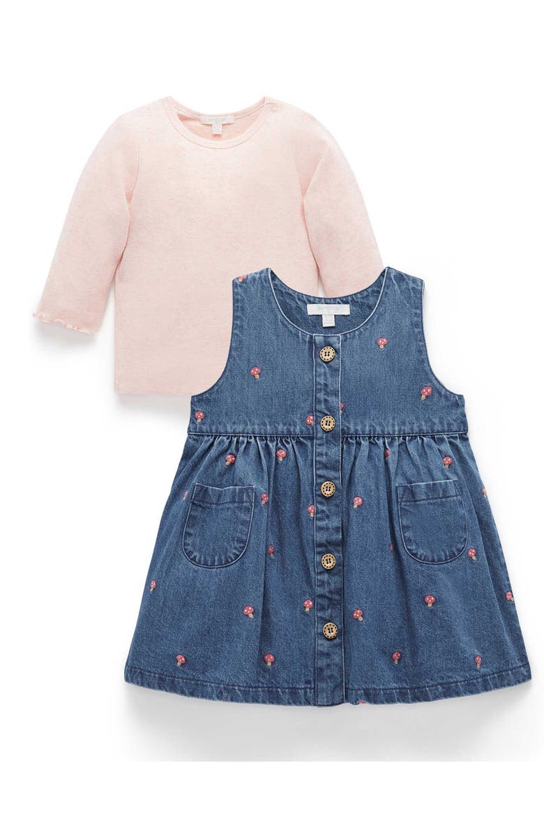 Embroidered Pinnie & Top Set, Main, color, Toadstool Broderie