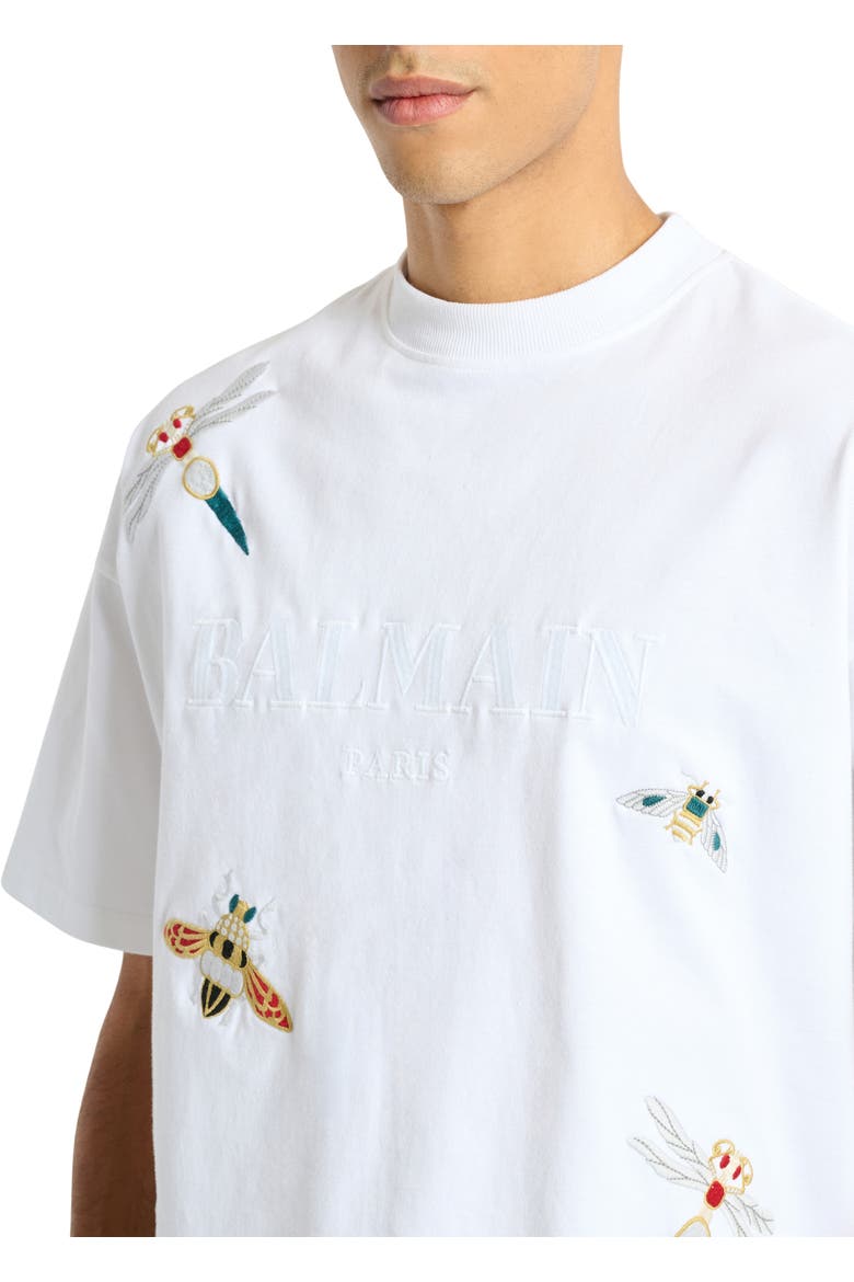 Embroidered Balmain Insect T-shirt, Alternate, color, white
