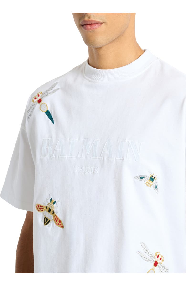 Balmain Embroidered Balmain Insect T-shirt, Alternate, color, White