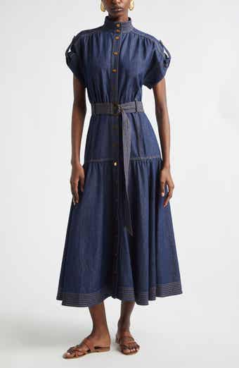 Kindred Spirit Belted Denim Midi Dress