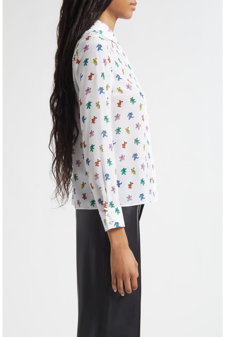 x Grateful Dead Willa Print Silk Button-Up Shirt, Alternate, color, RAINBOW BEARS