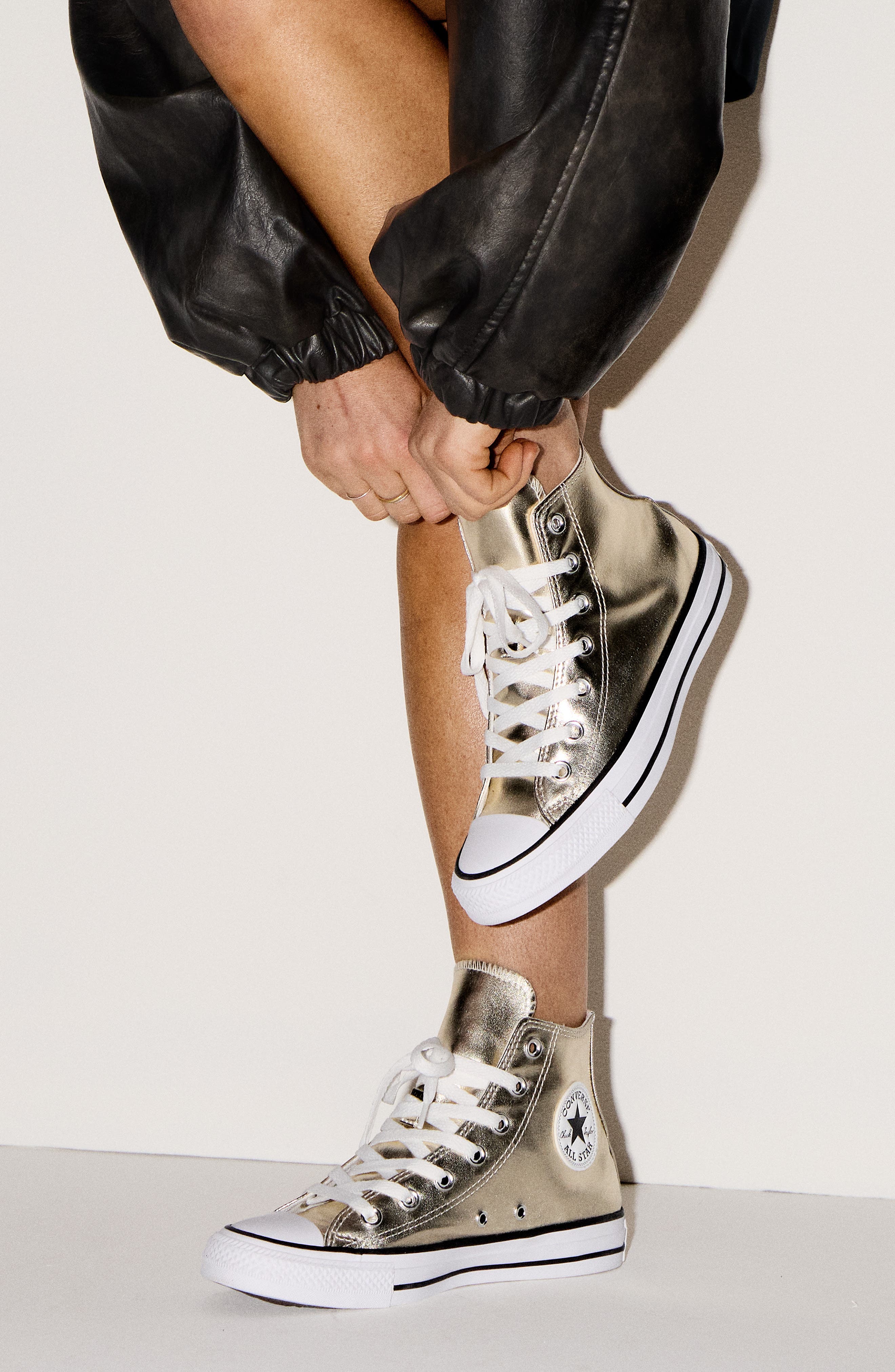Converse Chuck Taylor<sup>®</sup> All Star<sup>®</sup> High Top Sneaker, Alternate, color, Metallic Gold/ White/ Black