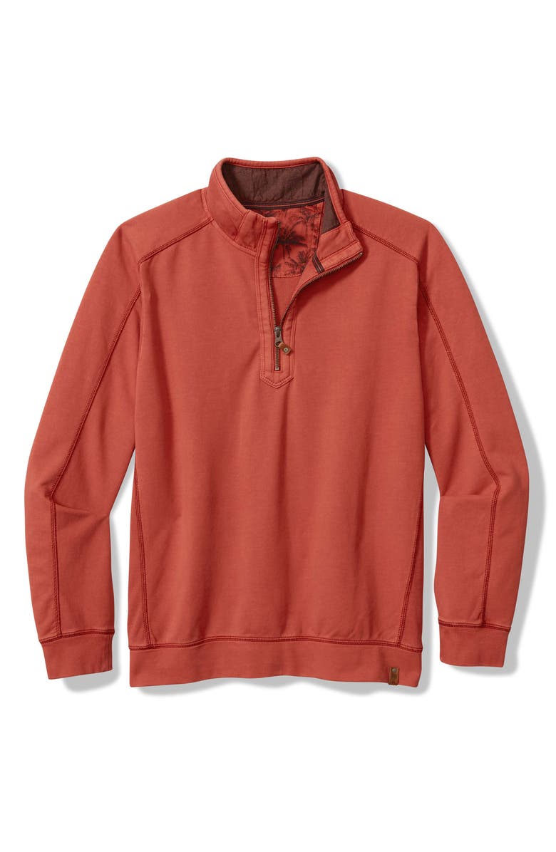 Tommy Bahama Ben & Terry Half Zip Sweatshirt, Alternate, color, Deep Havana