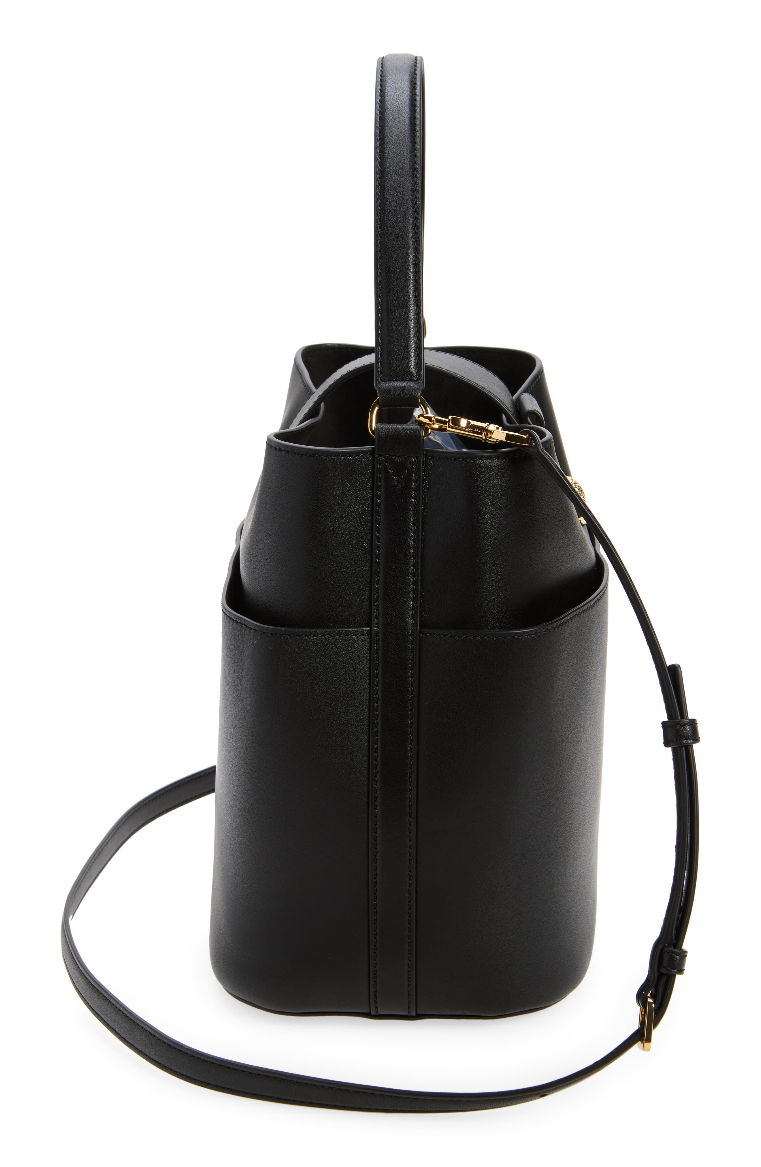 Veronica Beard The Crest Lock Leather Bucket Bag, Alternate, color, 