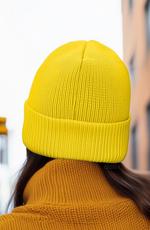 Dalix Espresso Martini Beanie Cap In Yellow