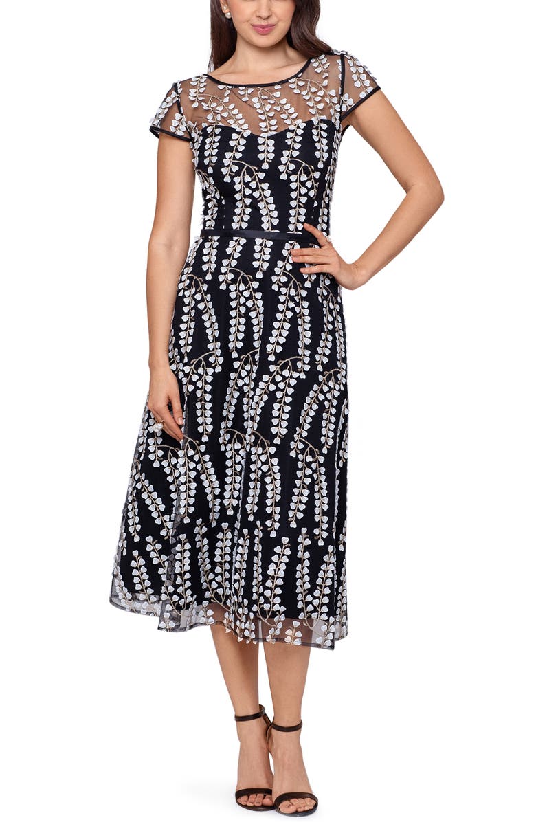 Xscape Evenings Xscape Embroidered Cap Sleeve Dress, Main, color,