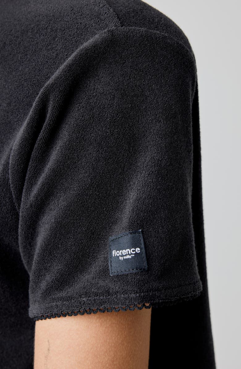 Florence by Mills Terry Cloth Crop Snap-Up Shirt, Alternate, color, Black