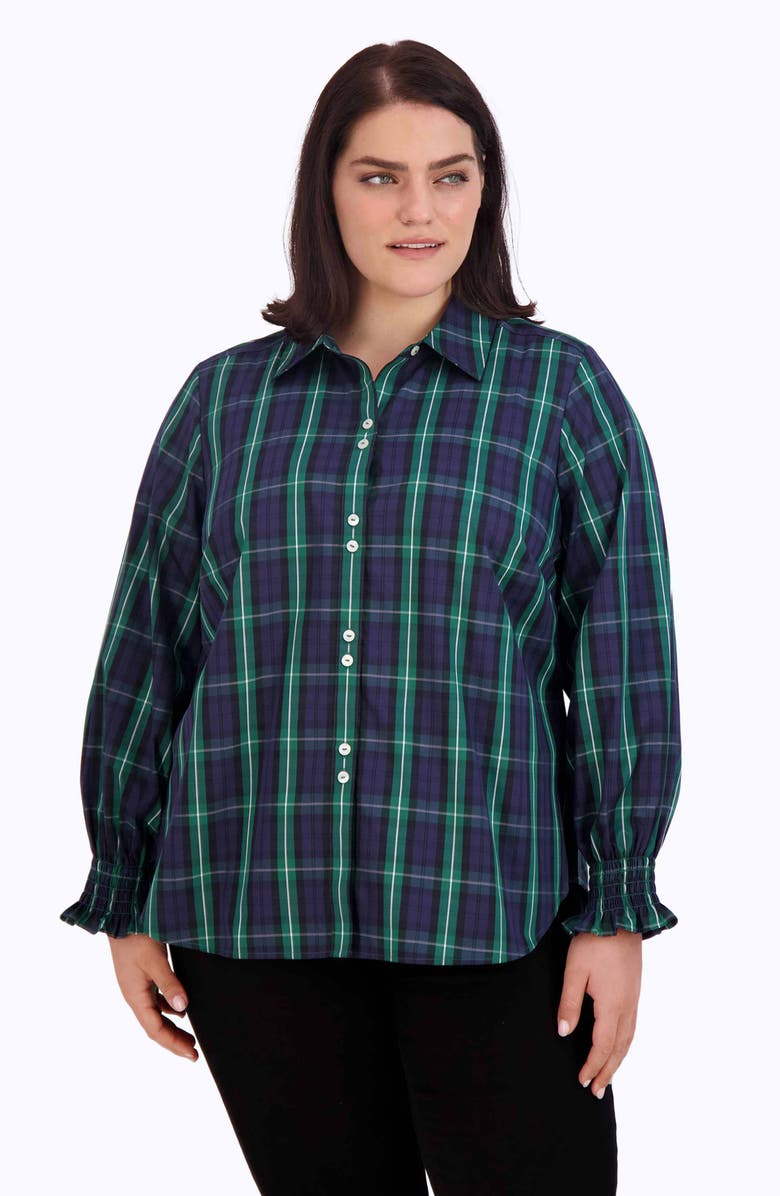 Foxcroft Olivia Plaid Button-Up Shirt, Alternate, color, Black Watch Pla