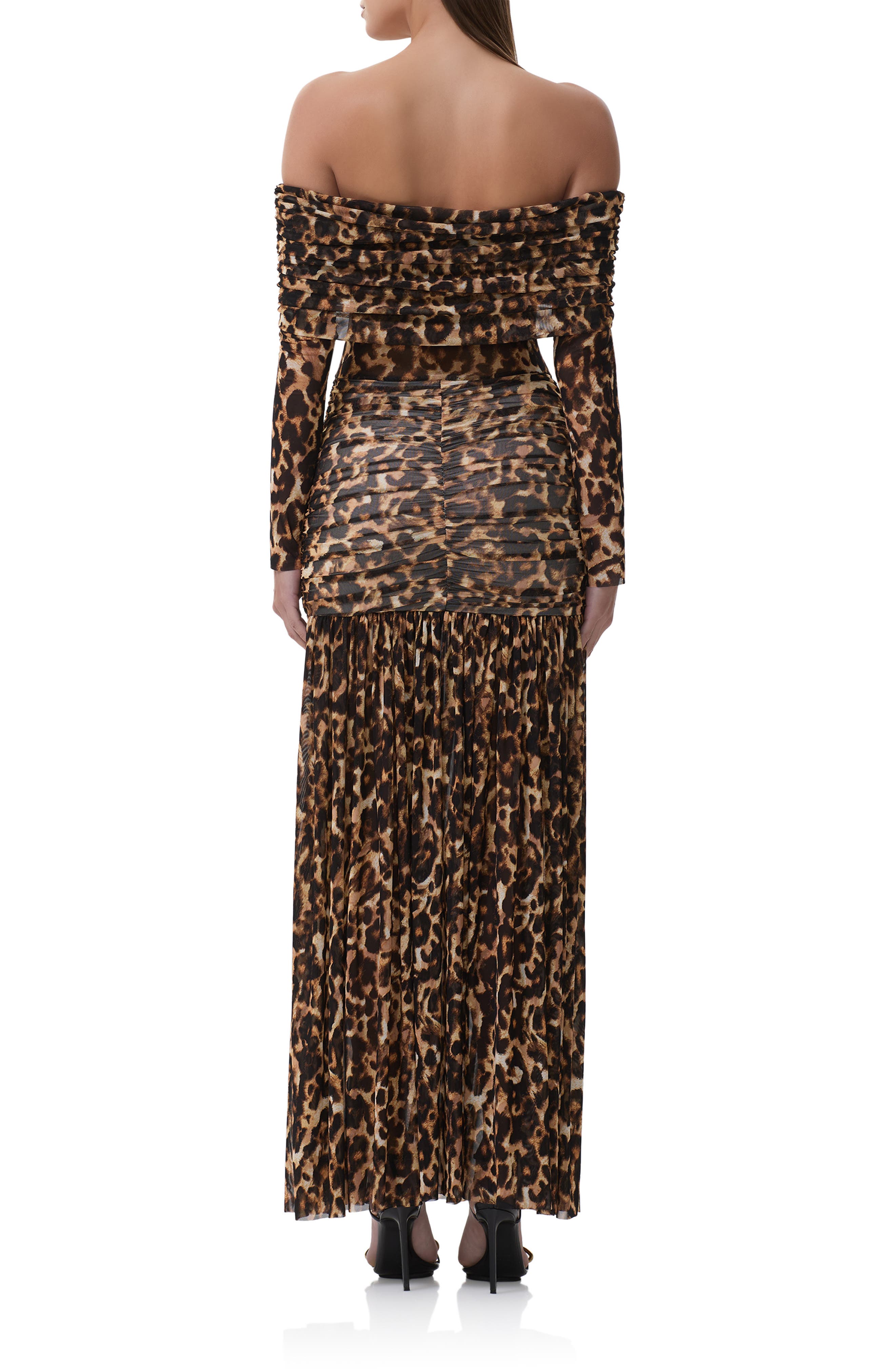 Emmeline Leopard Print Off the Shoulder Maxi Dress - image 2
