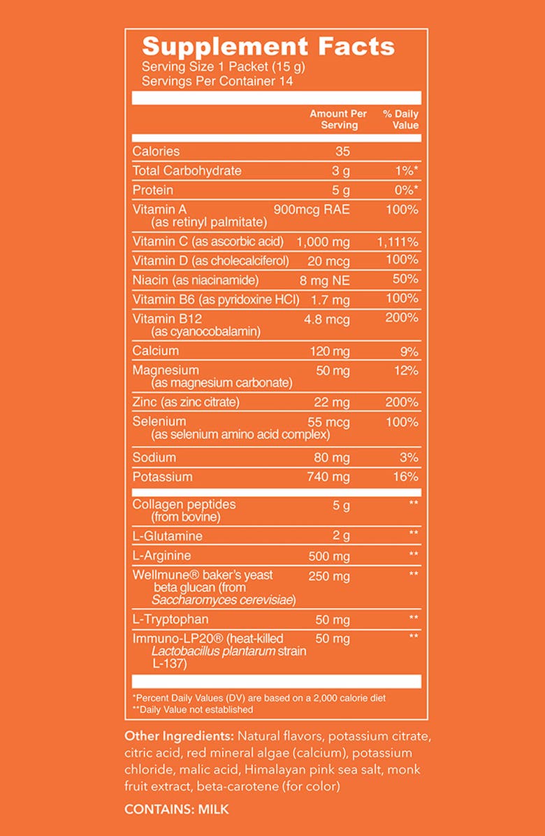 Vital Proteins Single-Serve Vitality Immune Booster Dietary Supplement Pack, Alternate, color, Clementine