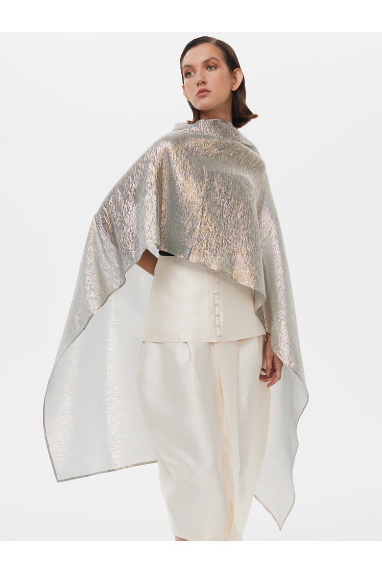 Metallic Silk Blend Party Cape, Main, color, Metalic