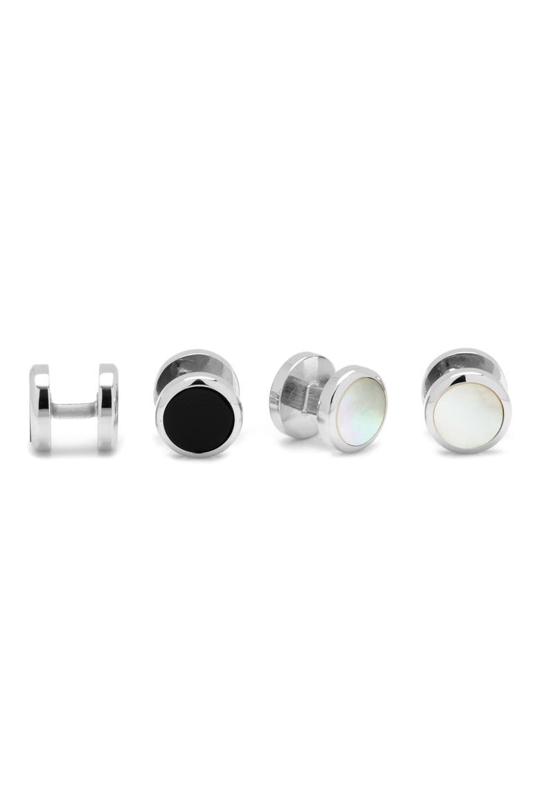 Double Sided Shirt Studs, Alternate, color, METALLIC SILVER
