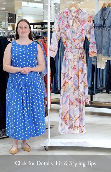 L'AGENCE Cameron Print Long Sleeve Silk Maxi Shirtdress (Women) | Nordstrom