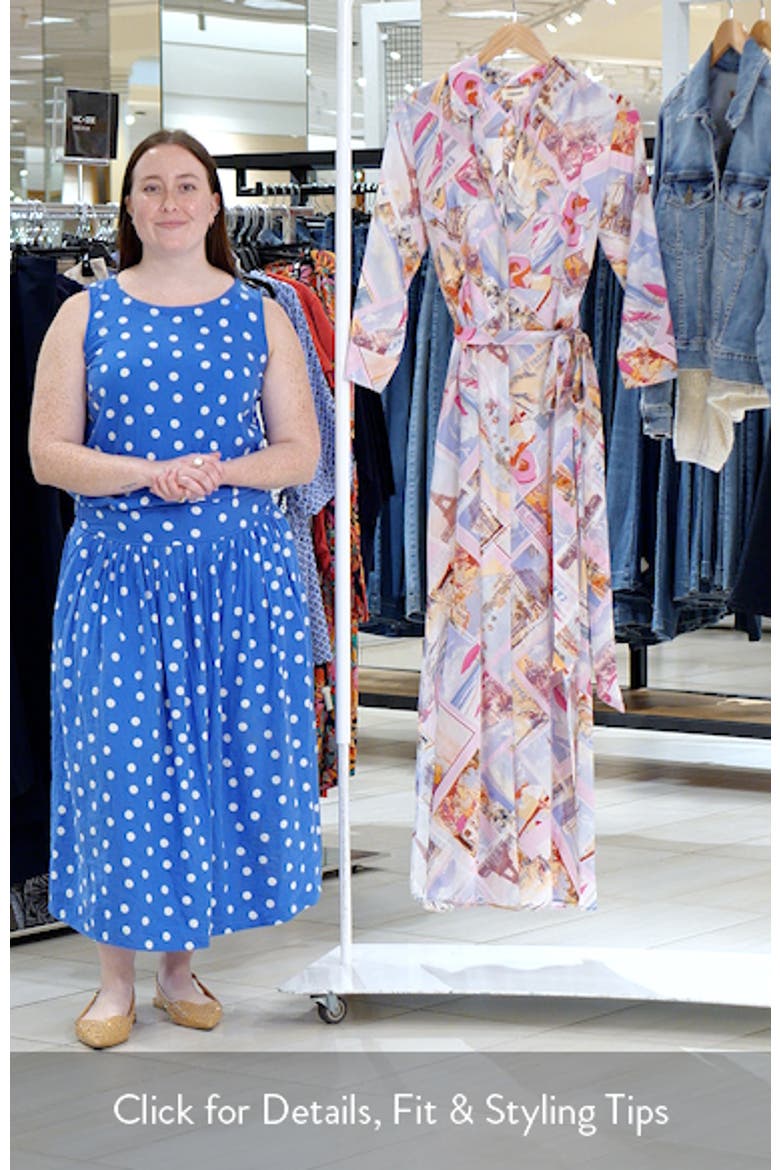 Cameron Print Long Sleeve Silk Maxi Shirtdress video