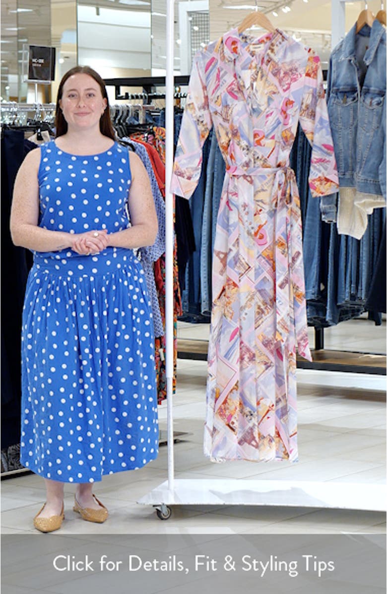 Cameron Print Long Sleeve Silk Maxi Shirtdress, sales video thumbnail