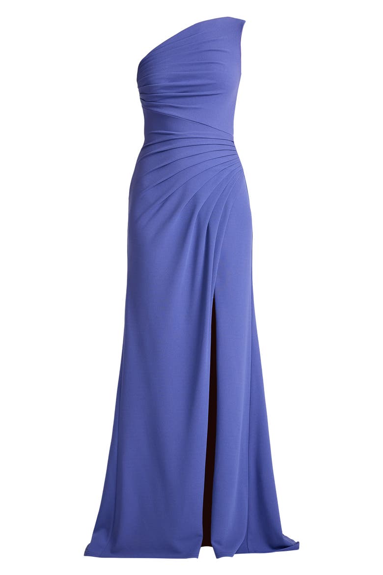 Pleated One-Shoulder Crepe Gown, Alternate, color, VIOLET