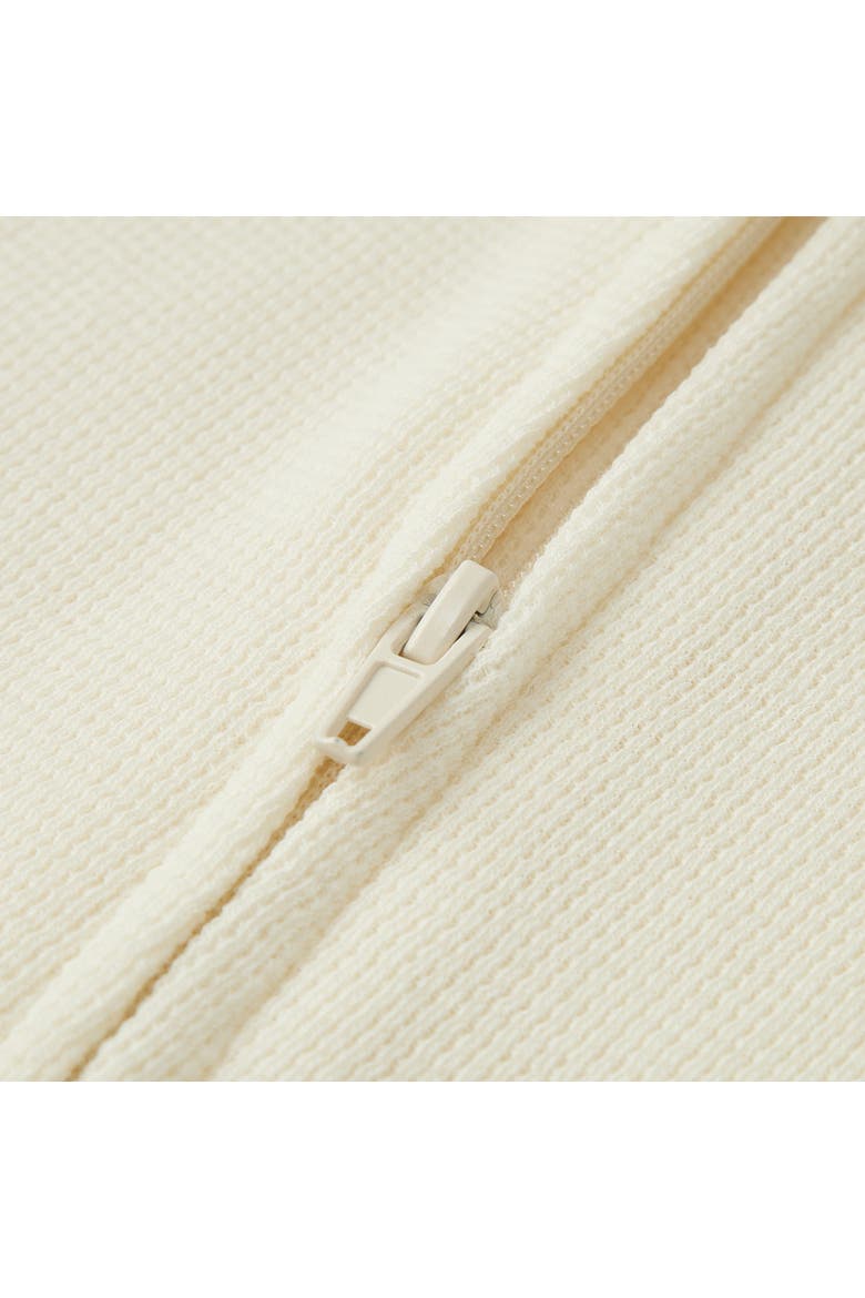 Waffle Zipper Pajama, Alternate, color, Cream