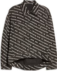 【送料&関税込】Alexander Wang Printed Denim Oversize Jacket Alexander Wang logo-print Denim Jacket | Blue | FARFETCH
