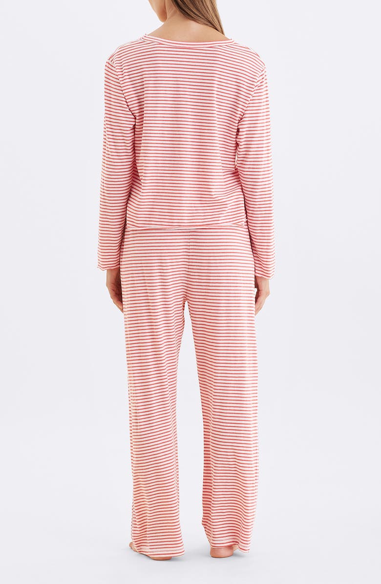 Papinelle Jada Stripe Organic Cotton Pajamas, Alternate, color, Rosewater / Red Stripe