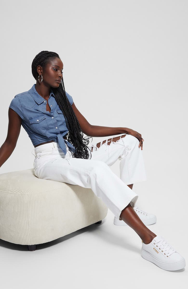 GUESS Classic Western Tie Hem Shirt, Alternate, color, 