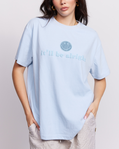 Samii Ryan Smiley It'll Be Alright Oversized Tee In Blue