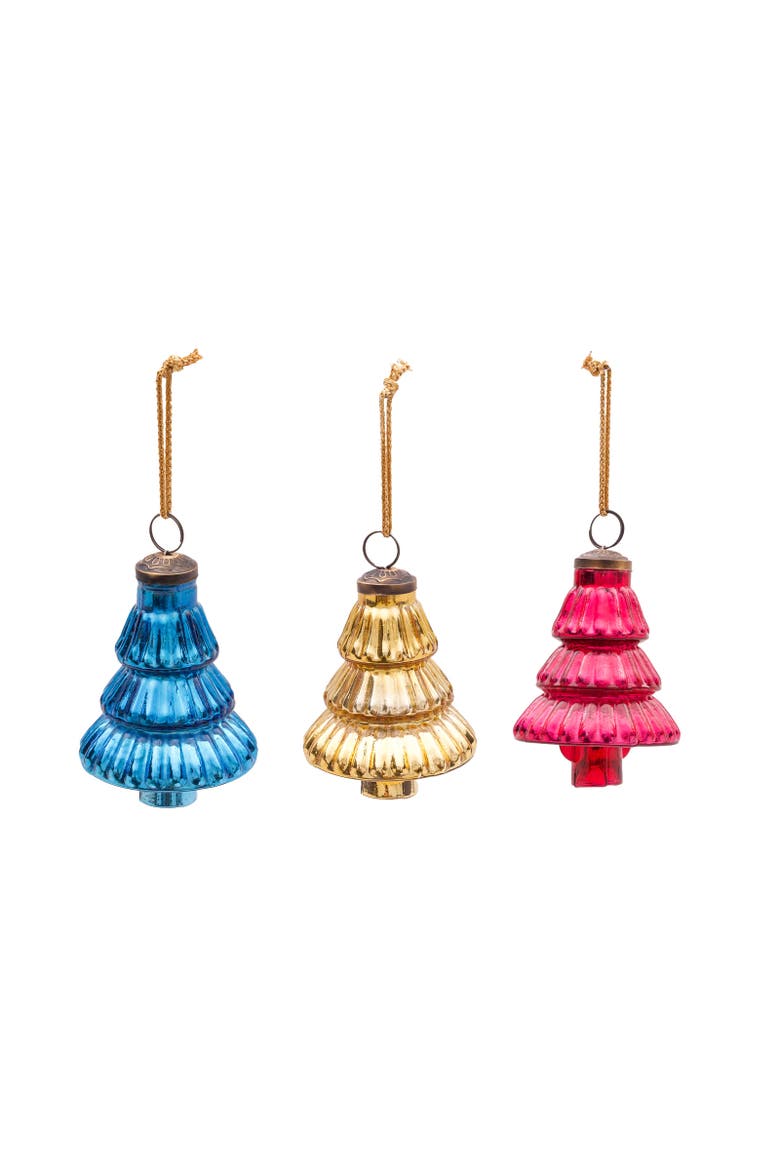 Glass Vintage Tree Christmas Tree Ornament Assortment of 3, Main, color, Pink