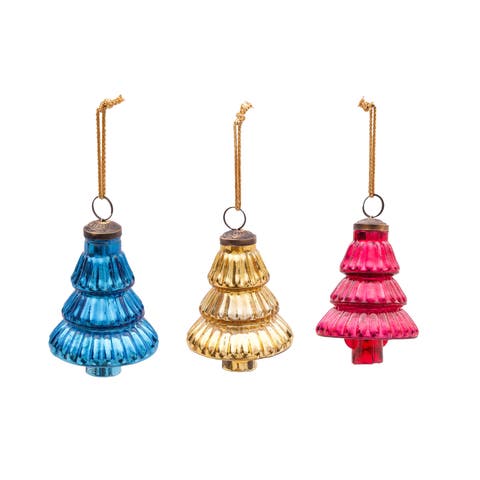 Glass Vintage Tree Christmas Tree Ornament Set of 3
