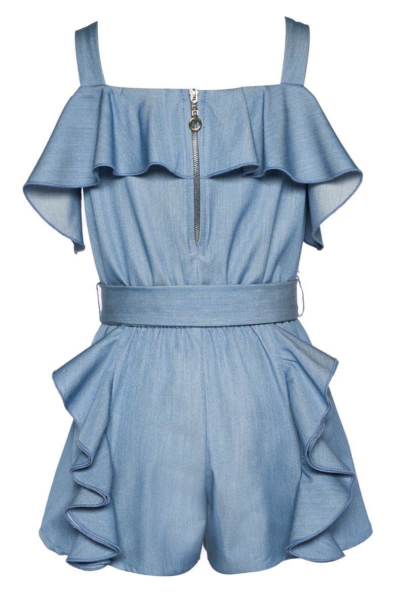 Kids' Ruffle Romper, Alternate, color, BLUE