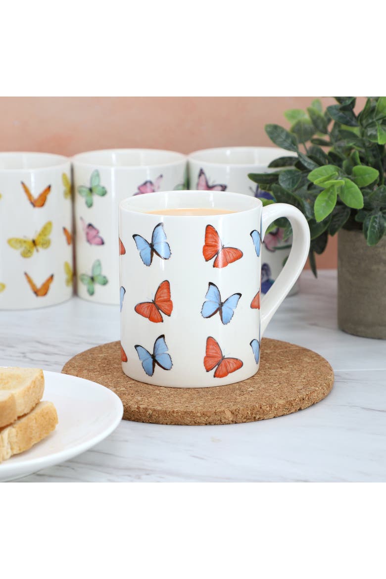 Butterfly Wings 4 Piece 18 Ounce Stoneware Mug Set, Alternate, color, White