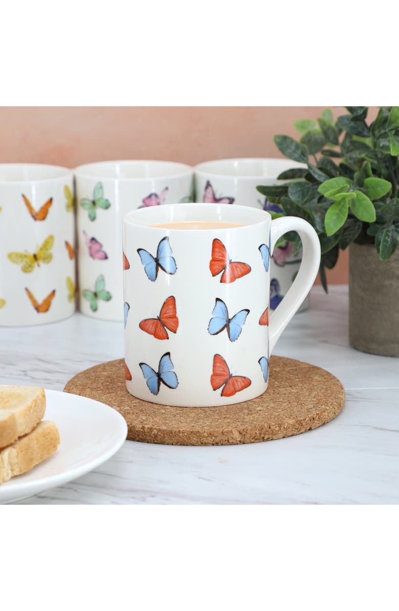 Gibson Home Butterfly Wings 4 Piece 18 Ounce Stoneware Mug Set, Alternate, color, White