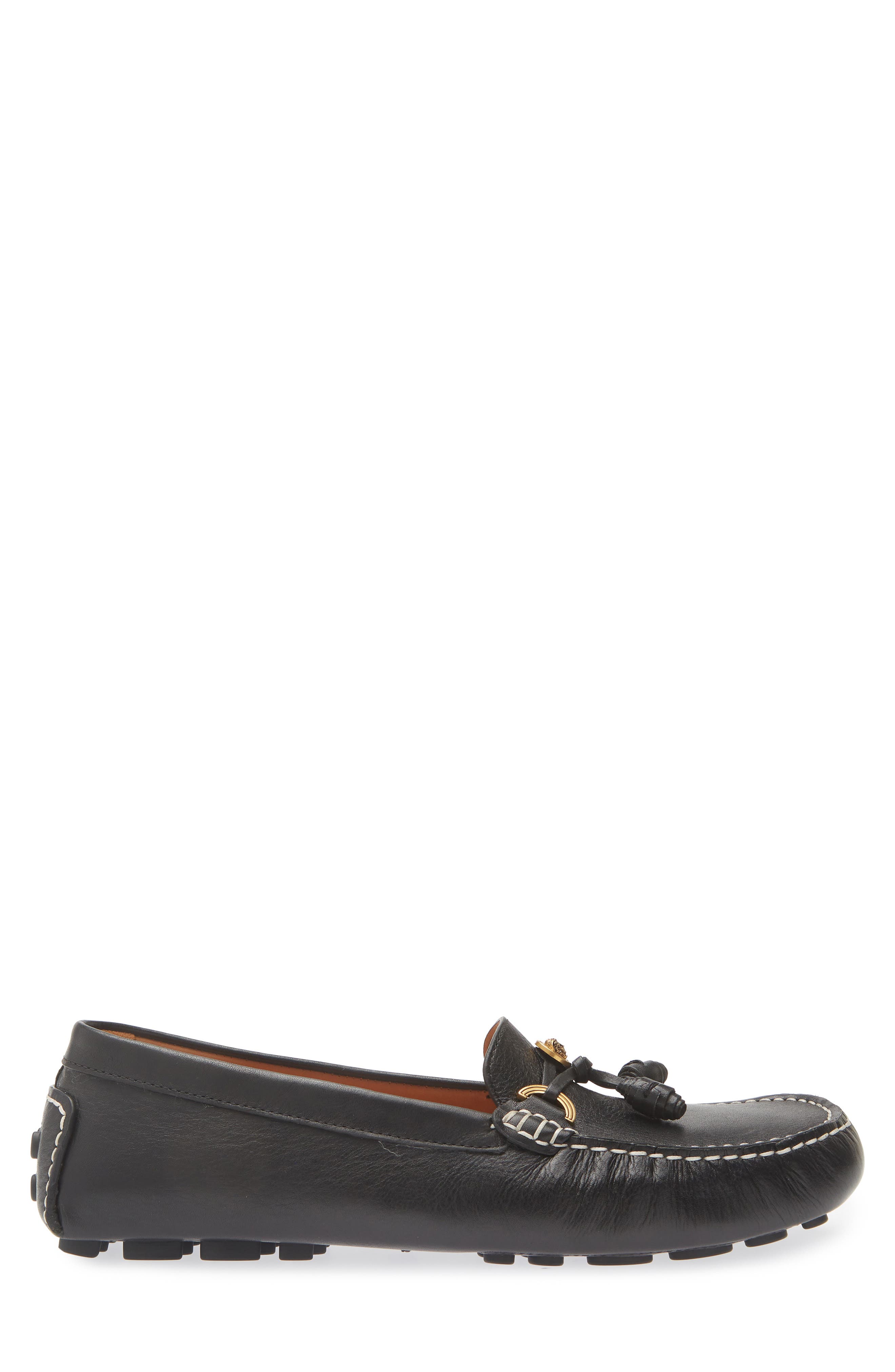 Robin Leather Driving Shoe, Alternate, color, BLACK-GOLD 82