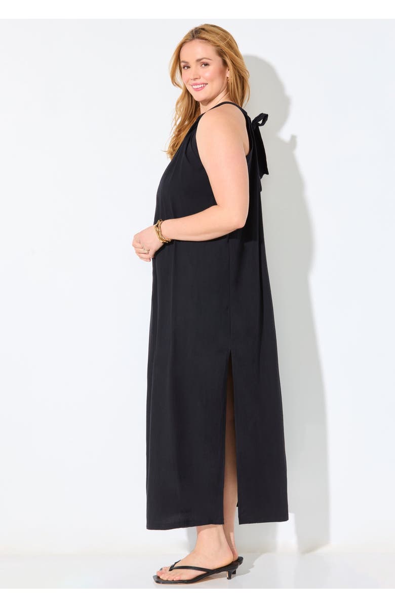 Swimsuits for All Cotton High Neck Maxi Dress Cover Up, Alternate, color, Black